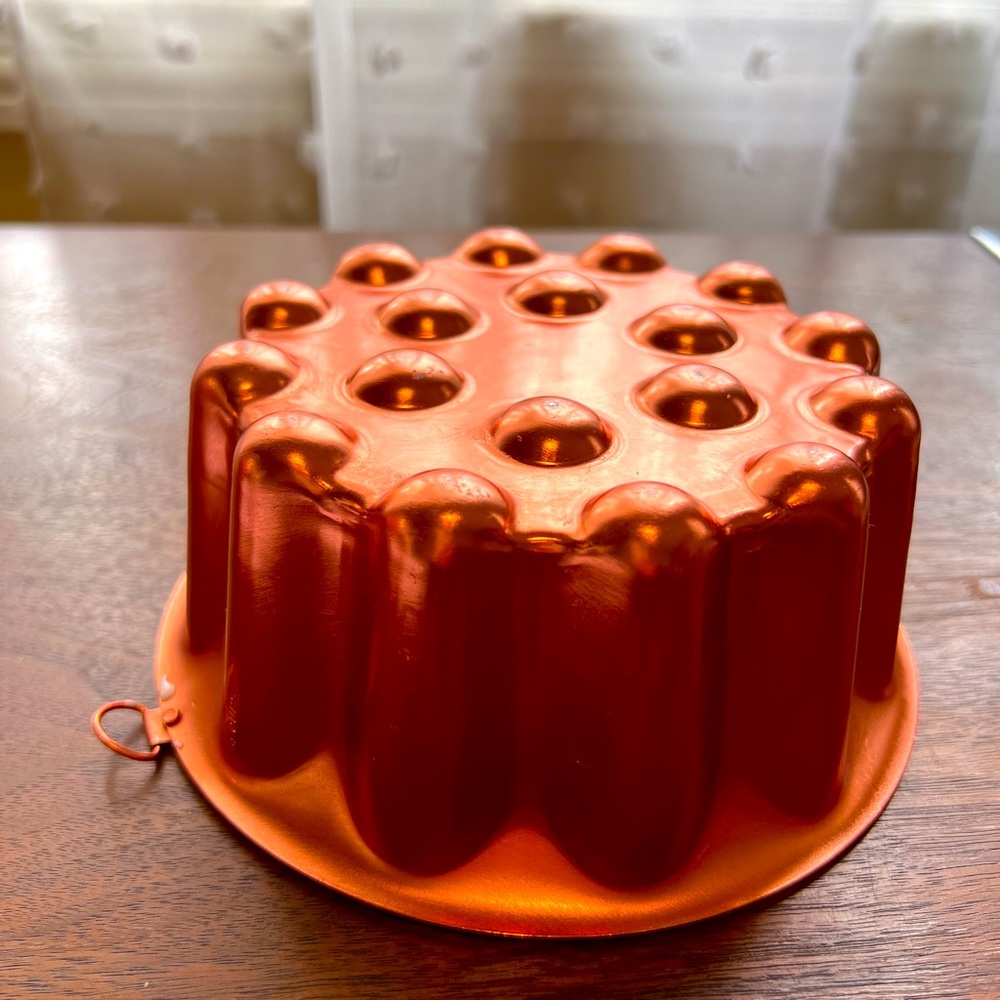 50s Copper dessert mold aluminum 6 3/4” diameter baking pan holiday centerpiece
